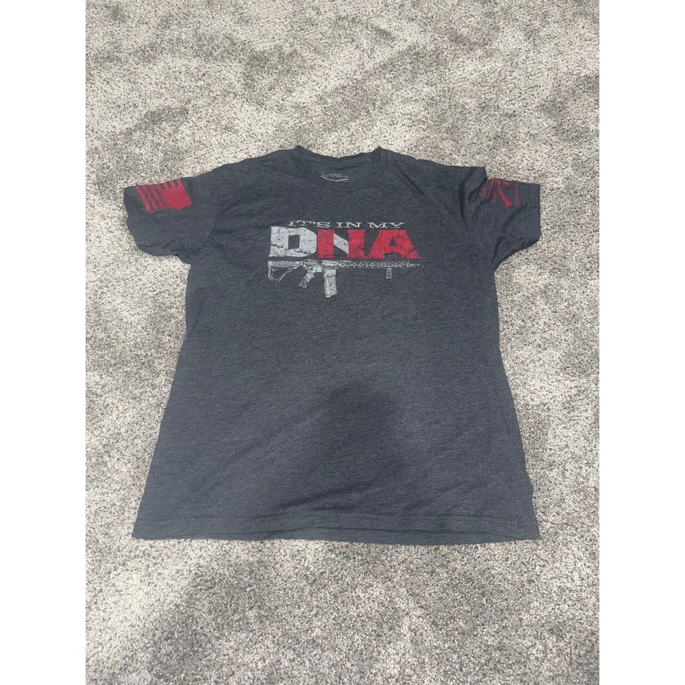 Grunt Style Mens XL Charcoal Gray Its In My DNA Rifle Graphic T-Shirt Patriotic